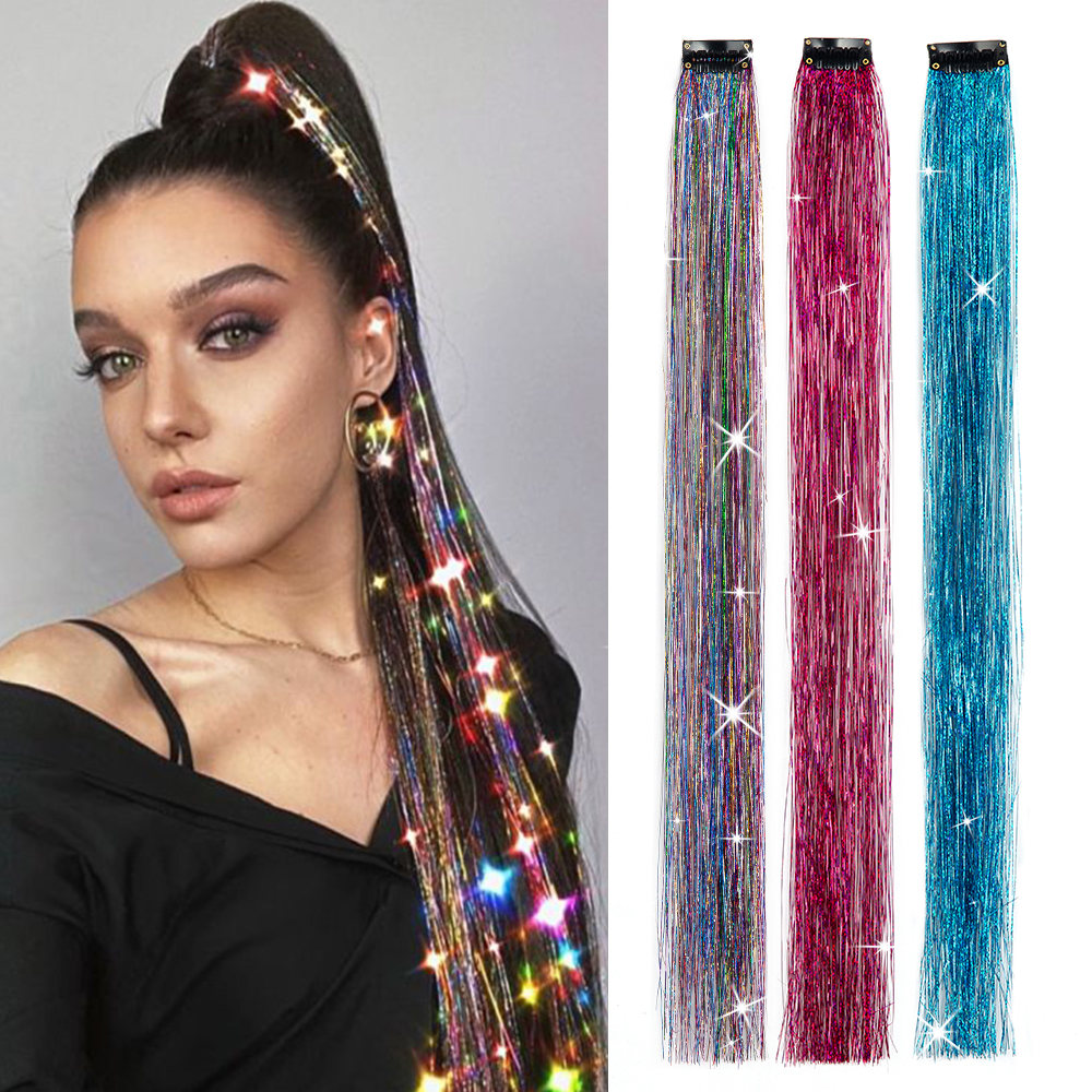 AliLeader Wholesale Glitter Sparkling Straight Clip in Hair Tinsel Dazzle Decoration Tinsel Hair Extension No reviews yet