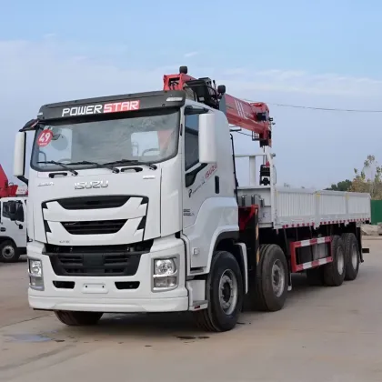 ISUZU GIGA Right Hand 8X4 12Wheels Cargo Truck with 18tons 4 Arm Sany Palfinger Mobile Crane Truck