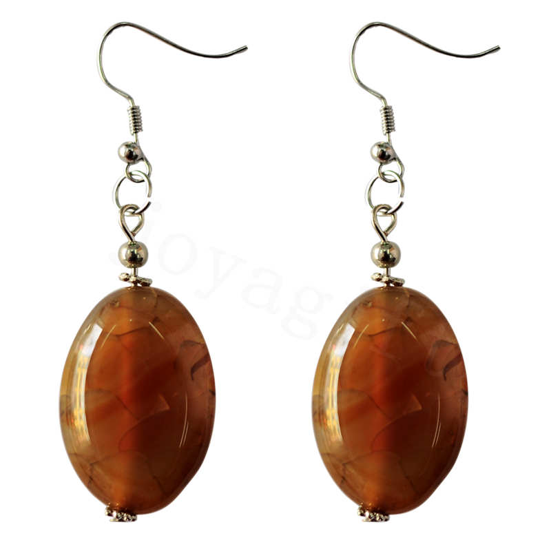 Boucle d&#39;oreille en agate avec pierre naturelle