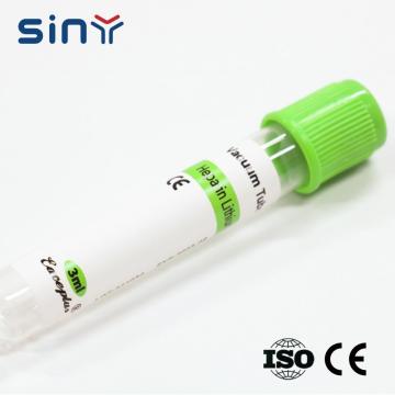 Tubo de heparina de lítio de 3 ml para coleta de sangue