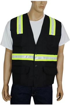Hi Vis Reflective Safety Vest with 6 Pocket Pen Dividers Button Down Suitable for Worker