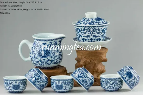 Chrysanthemum Flower Tea Set( one Gaiwan, one Pitcher+6 cups)