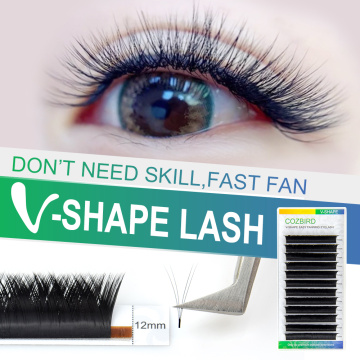 COZBIRD V shape Long eyelashes extensions 0.05 Fast Easy fanning Volume lash Y lash YY Flase lash makeup tool