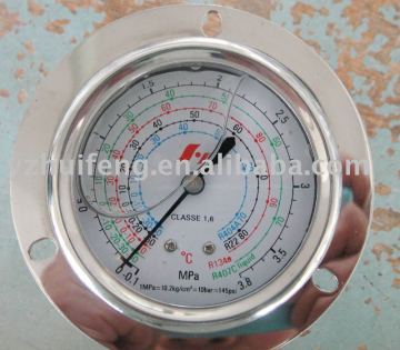 Refrigerant liquid filled pressure gauge