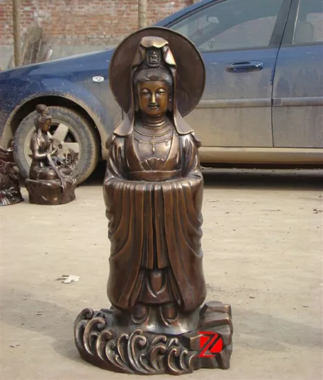 standing copper kuanyin buddha sculpture