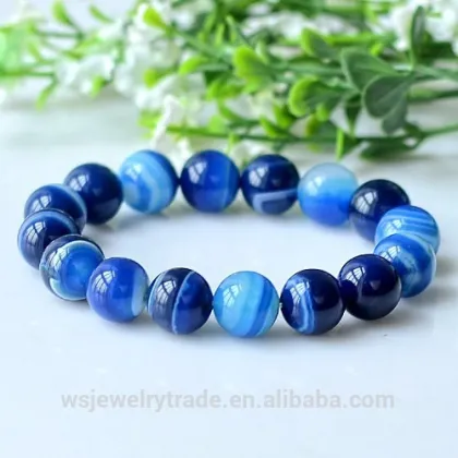 Agate Bracelet 6-12mm natural Aquamarine Bracelet Blue sky jewelry stone bracelet