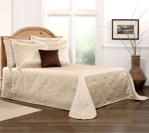 Shanghai Fashion Homes Beige Satin Embroidered Bedspread Sets