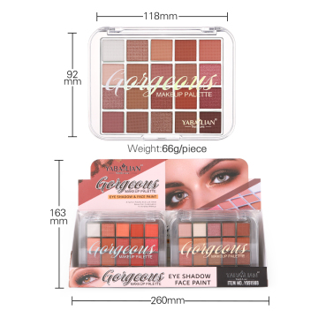 Wholesale 20-Color Eye Shadow Palette with Sparkling Pearl Sequins and Gentle Orange Brown Shades