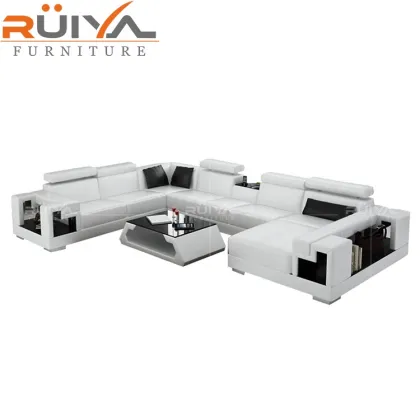 Ruiya Furniture Luxury Contemporary Imperial Sectional Sofa in Italian Leather