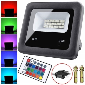 RGB LED Floodlights: 15W, 25W, 35W, and 50W Models with 5050 Chips, Waterproof IP66, Outdoor Garden Lighting