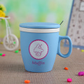 Keramische koffie mok met deksel en lepel