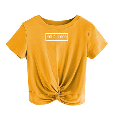 Personalizzazione della maglietta da donna di alta qualità gialla