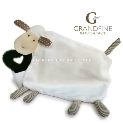 white baby velvet sheep baby bib doudou embroidered doll with EN71 test report and CE mark and Reach docs