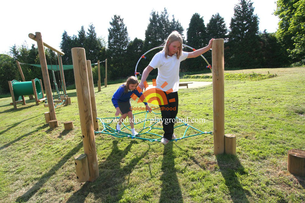 children's climbing net frame on park