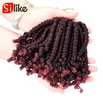 8inches Ombre Red Brown Bomb Spring Twist Crochet Braiding Hair Pre-twisted Passion Twist Braids Synthetic Hair Extensions