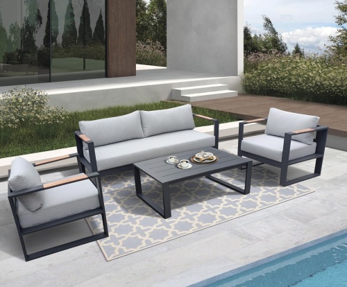 Terrasse tiefe Sitzgelegenheiten Teakarm Arm Outdoor Sofa