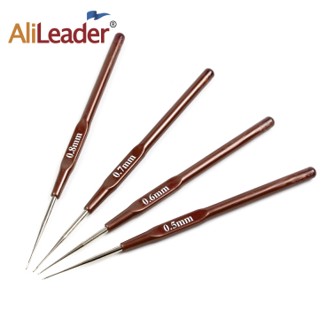 AliLeader Pen Type Coffee Plastic Handle Metal Needle Trumpet Crochet Hook Knitting Tools For Lace Wigs Making