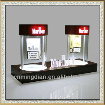 acrylic magnetic floating cigarette case display rack with led lights