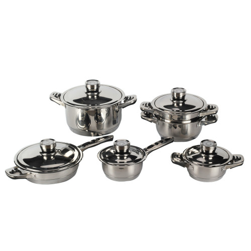 11 pieces stainless steel cooking pot set cookware