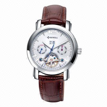 New Classic Brown Automatic Date Men's Analog Wristwatch, Sporty Style