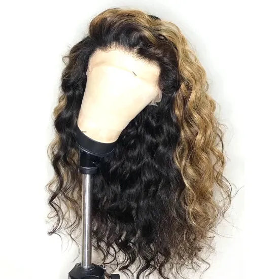 100% Virgin Human Hair Ombre Color Loose Wave Wig with Pre-Plucked Hairline - 13x4 Lace Front, Ready to Ship