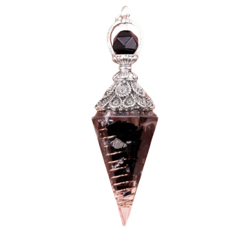 Snowflake Chip Stone Resin Antique Silver Hexagonal Cone Pendant & Pendulum