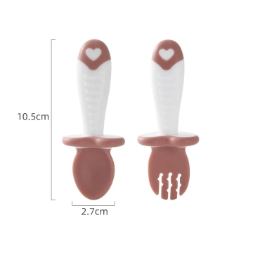2Pcs/Set Baby Spoon Fork Silicone Children's Cutlery Set