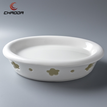 CHAODA Fine Ceramic Plate Set with Candle Heater for Restaurants and Hotels