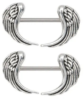 Angel Wings Dangle Nipple Rings Straight Barbell