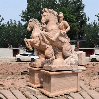 Hand carved saddlemen yamatoman sculpture in stock stone figure statues for sale