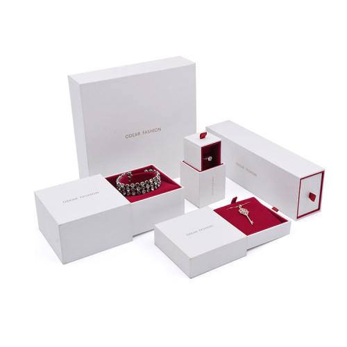 Joyería de caja de cajones personalizados blancos y rojos