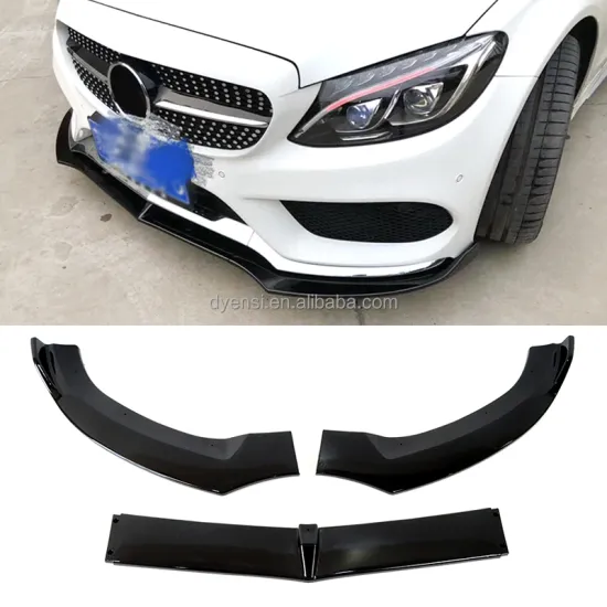 Split Type Decorative Front Bumper Lip Chin Splitter Diffuser Plastic Front Lip Spoiler For Benz C-CLASS W205 2015-2018