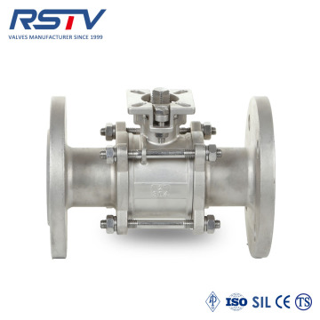 Floating Stainless Steel 3pc Flanged Ball Valve With ISO5211 Mounting Pad