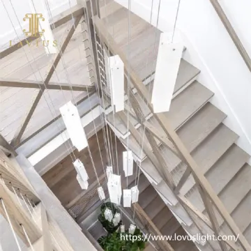 Modern design long cylinder chandelier for villa staircase hotel staircase