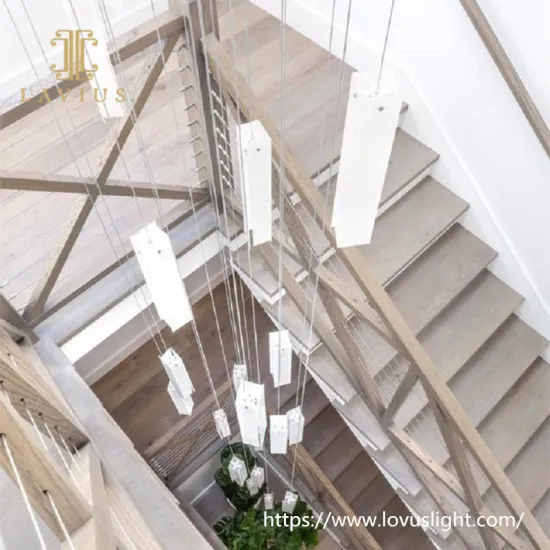 Modern design long cylinder chandelier for villa staircase hotel staircase
