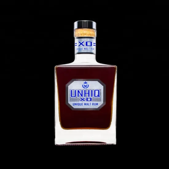 high grade 500ml clear square glass bottle with cork