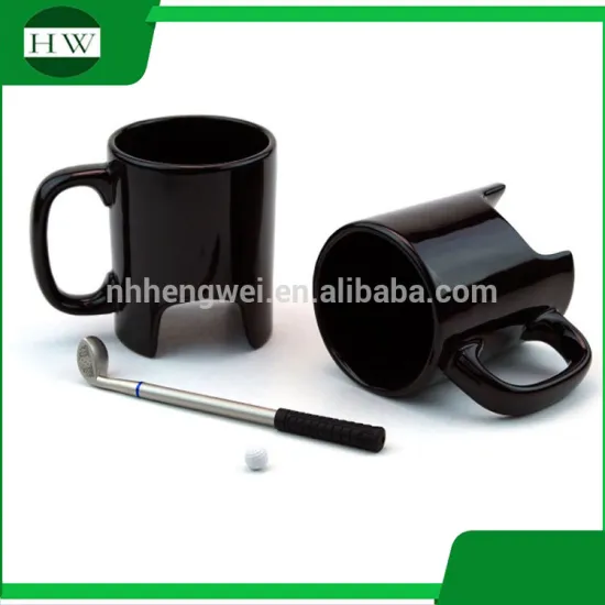 creative wholesale golf water tea milk coffee mug cup with handle and spoon