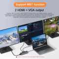 12-in-1 MST USB 허브 알루미늄 쉘 듀얼 HDMI+VGA