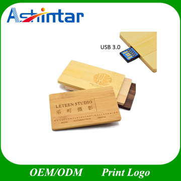 Bamboo USB3.0 Flask Disk Swivel USB Pen Drive Wood USB Stick Credit Card USB Flash Drive