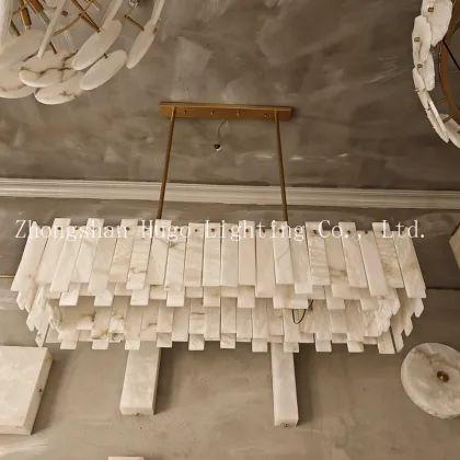 Luxury American Alabaster Rectangular Dining Room Chandelier
