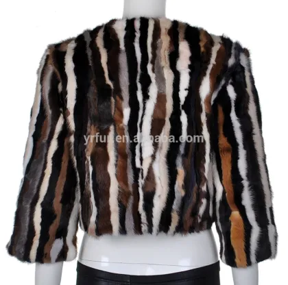 YR388 Scrap Combined Mink Fur Jackets/New Women Colorful Fur Jackets