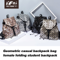 Novo Backpack Geométrico Backpack Back Feminino Aluno Backpack Moda Moda Backpack Bag