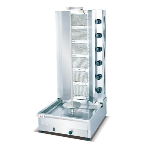 6-Burner Commercial Kebab Grill Machine: Perfect for Shawarma and Gas-Fueled Cooking