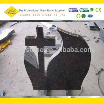 Tan Brown Granite Cross Tombstone & Gravestone