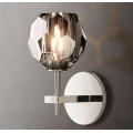 Smoke diamond crystal glass shade wall lamp