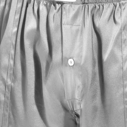 Fitted Draping Silk Boxer Men Draping Button Solid