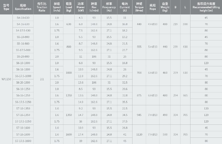 WYJ250 SINGLE WRAP specification