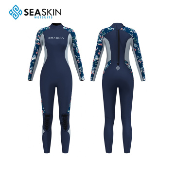 Seaskin Women Printing Pattern Long Sleeve Diving Wetsuit