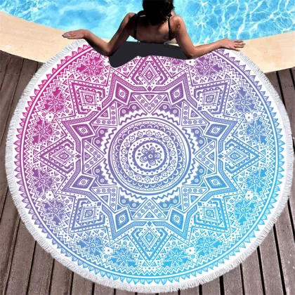 Custom Round Beach Towels Wholesale: Personalized Microfiber Sand Towels 250gsm