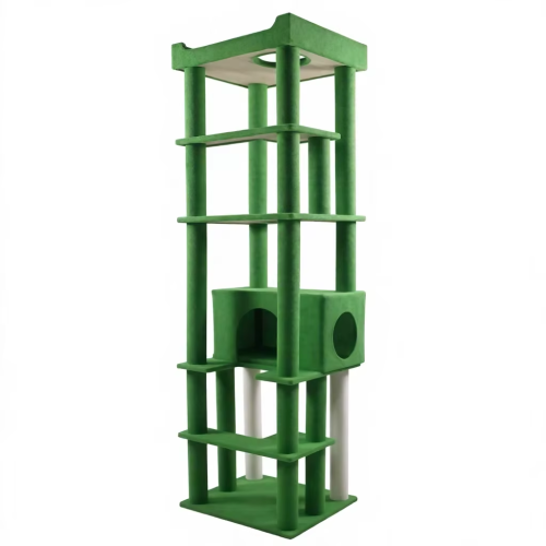 Modern Eco-friendly Cat Tree Tower Ladder Wooden Indoor Scratcher 5-Tier Climbing House Large Cat Activity Center Stable Carton